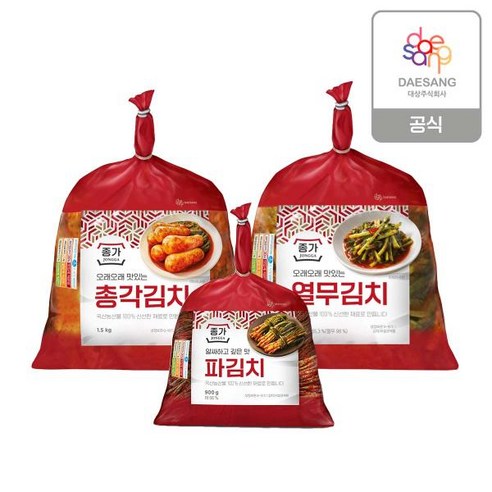 [종가] 파김치 1kg + 총각김치 1.5kg 열무김치 (총 4kg)