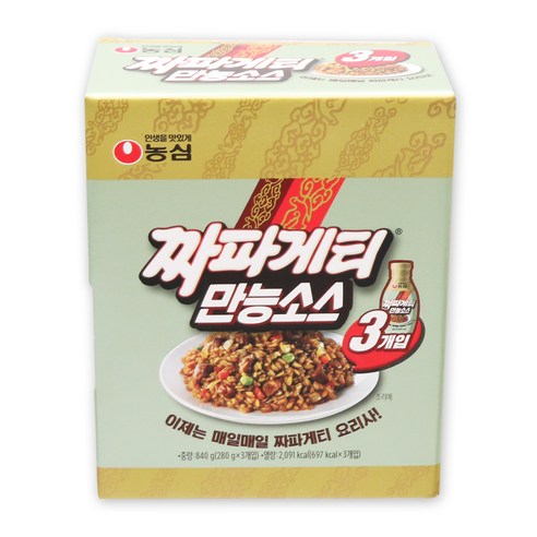 농심 짜파게티 만능소스 280g 3개-볶음밥 짜장면 떡볶이 진미채 어묵무침 소스, 3개