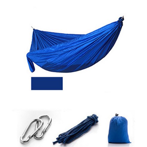[SW] 캠핑용/정원 해먹 및 모기장 야외 가구 1-2 인용 휴대용 걸이식 침대 강도 낙하산 패브릭 수면 스윙, 하나, Blue no mesh