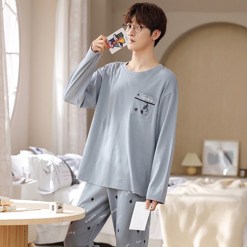 가을 겨울 면 긴팔 잠옷