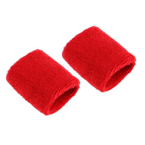 2Pcs 스포츠 농구 배드민턴 테니스 남여 공용 코튼 스웨트 밴드 팔찌, 레드, 8x7cm