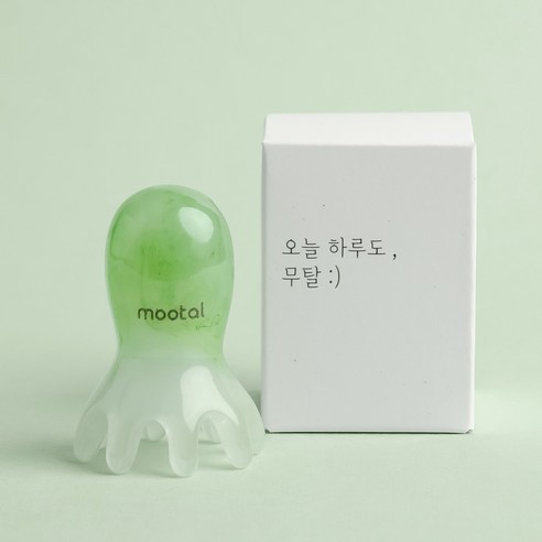 무탈 두피괄사 머리 지압 마사지기 문어, 그린, 1개