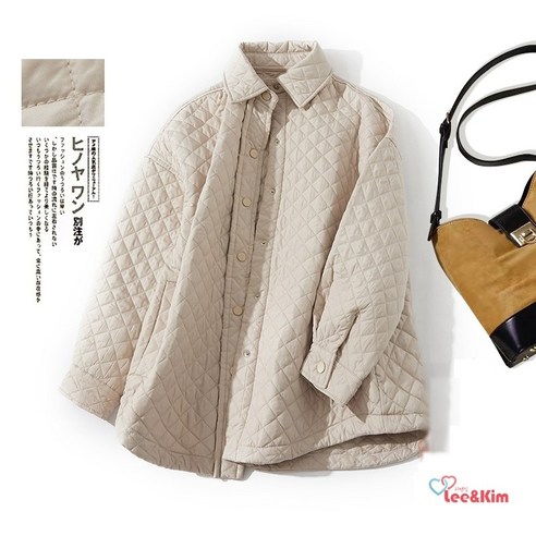여성패딩셔츠 리앤킴 루즈핏 여성 패딩 셔츠 코트 GH311