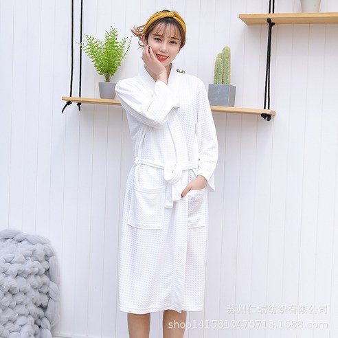 DFMEI 잠옷 기모노 칼라 목욕 가운 여름 흡수성 잠옷 여성용 유카타, DFMEI 하얀색, 옵션1