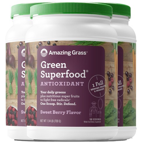 Amazing Grass 그린 수퍼푸드 드링크 파우더 아사이베리, 3개, 700g