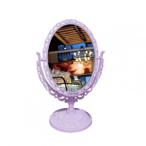 [LF] 메이크업 거울 심장 모양의 아크릴 단일 사이드 메이크업 거울 홈 침실 데스크탑 메이크업 거울 투명한 기본 화장품 거울, Purple 1