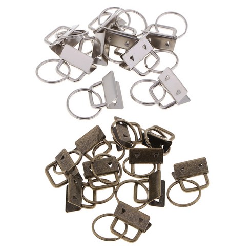 웨빙 태그 가방 옷 스트랩 끝을위한 링이있는 20 pcs 벨트 버클 끝 팁, 실버 청동, 25mm, 철