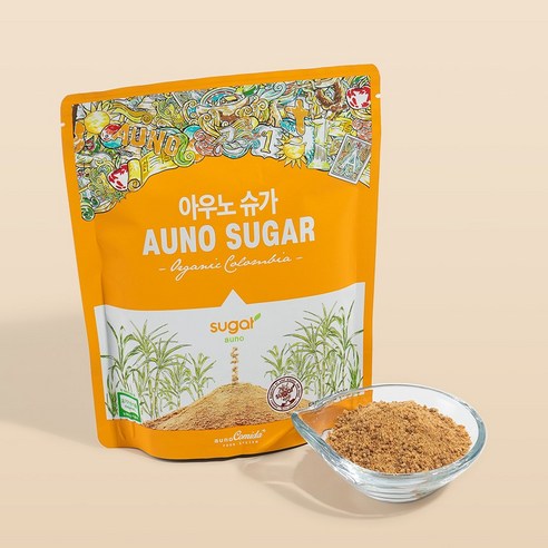 아우노슈가 비정제원당 유기농 설탕 사탕수수원당, 320g, 6개