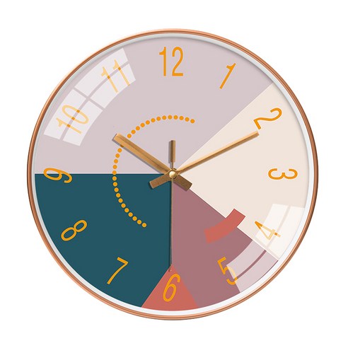 12 인치 거실 현대 컬러 삽입 간단한 가정용 석영 시계 크리 에이 티브 음소거 시계 벽시계, 하나, 보여진 바와 같이