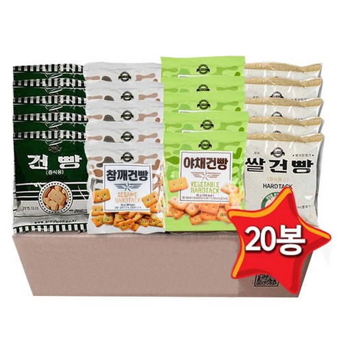 아미푸드 종합건빵세트 20봉지 (쌀5+밀5+야채5+깨5), 본상품선택, 1개 - 뻥튀기/건빵 | 쿠팡