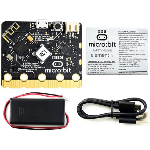   BBC 마이크로: 비트 V2 더 빠른 ARM Cortex-M4 nRF52833 프로세서 내장 스피커 및 마이크 터치 감지 로고 2.4G 라디오/BLE 블루투스 5.0 통합 미국, BBC Micro:bit V2 Go Kit