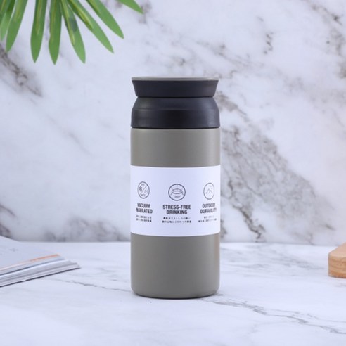 ZZJJC 아이디어 보온병 아이디어 텀블러 아웃도어 보온병, 플랫그레이, 500ml
