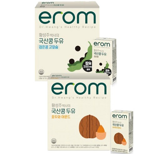 이롬 황성주 국산콩 두유 검은콩 고칼슘 16팩+ 호두와아몬드 16팩, 190ml, 32개