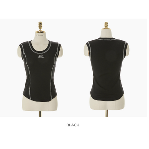 [에고이스트][BLUE LABEL]EP2OTH12 -절개 배색포인트 골지슬리브 티셔츠