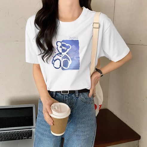 [오케이나우ㅣ인기상품] 스타일리시함과 편안함의 조화: 파라다 여성 반팔 면 프린트 티셔츠 [OKNOWㅣ추천상품]