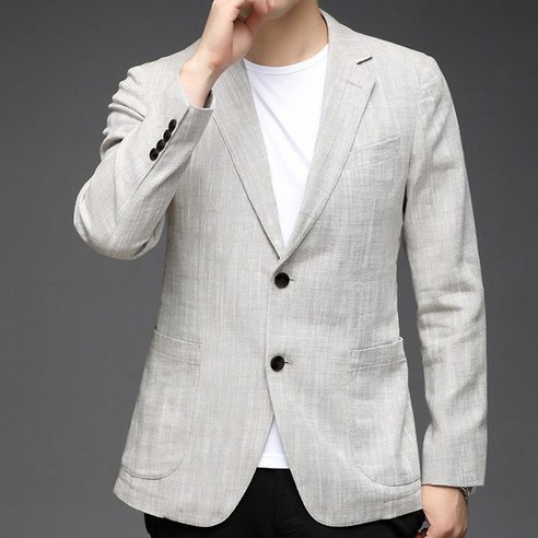 POMTOR 봄여름 얇은 면마 정장 코트 남성 빅사이즈 캐주얼 자외선 차단 데일리 정장 자켓 상의