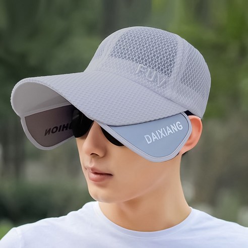 FUV 날개 망사캡 슬라이드윙 햇빛차단 골프모자 낚시모자 메쉬캡 썬캡, 그레이