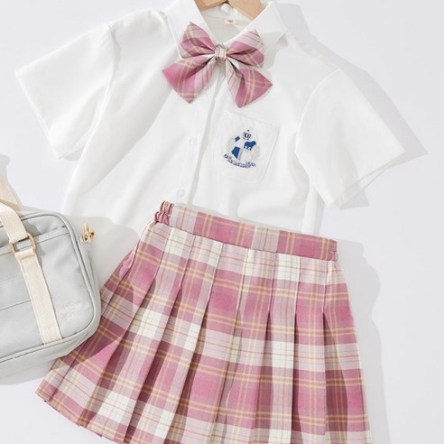 키즈목마 여아용 썸머 스쿨룩 셔츠 + 타이 +치마세트