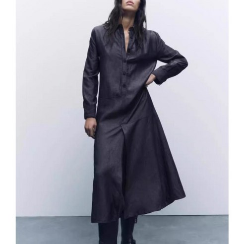 zara 자라 겨울신상 여자롱원피스 린넨 셔츠원피스 17H1101