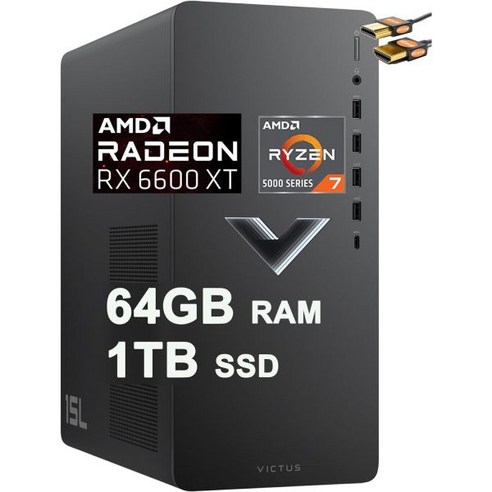 보내요 HP Victus 15L 게이밍 데스크톱 컴퓨터 AMD 옥타코어 Ryzen 75700G 프로세서 Beats 비츠 i710700 32GB RAM 1TB SSD Radeon, 64GB RAM I 1TB SSD