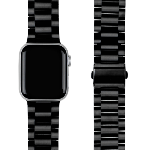 모할랩 애플워치 호환 클라시 메탈 스트랩 + 보호필름, 02블랙, 46mm