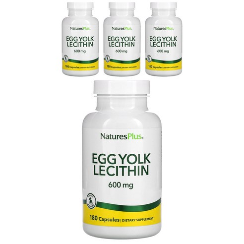 네이처스플러스 글루텐 프리 에그 요크 레시틴 600mg 베지테리안 캡슐, 90정, 4개