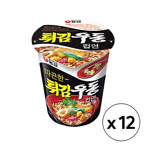 농심 튀김우동컵 62gx6컵x2박스, 62g, 12개