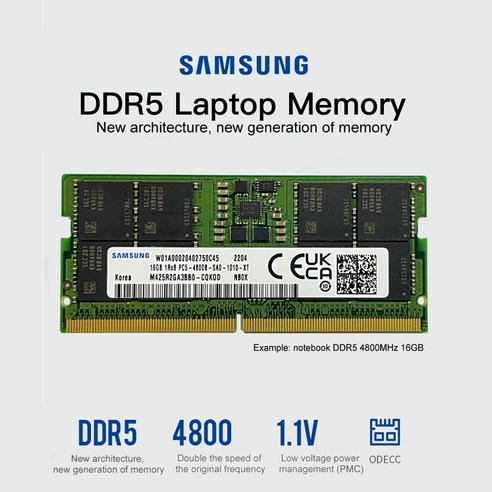 삼성 DDR5 RAM 4800MHz 5600MHz 8GB 16GB 32GB SODIMM CL40 1.1V SO-DIMM 262 핀 노트북 RAM 메모리 모듈