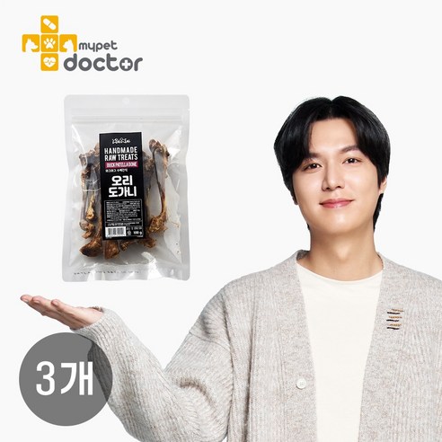 [마이펫닥터] 강아지 수제 간식 4종 오리날개/ 오리목뼈/ 오리도가니/ 돼지귀슬라이스, 오리도가니, 100g, 3개