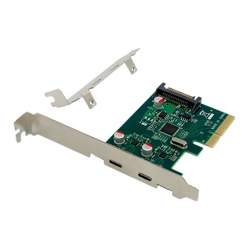 Xzante PC USB C 어댑터 확장 카드 PCI-E X4-데스크탑 컴퓨터용 SATA 전원 공급 장치가 있는 듀얼 유형 10Gbps 포트, 녹색