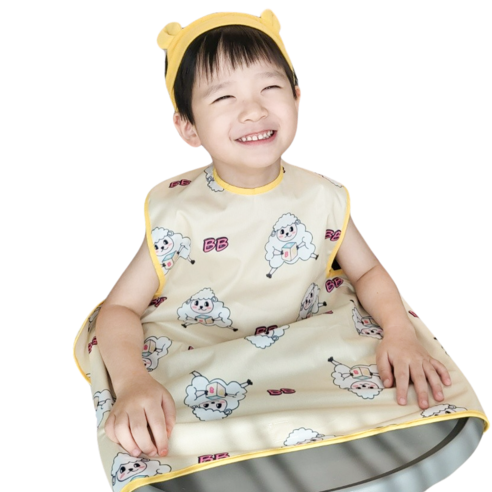 벨베이비 식탁일체형 방수 턱받이 나시 부분커버, (리뉴얼)노랑양, 1개, 1개
