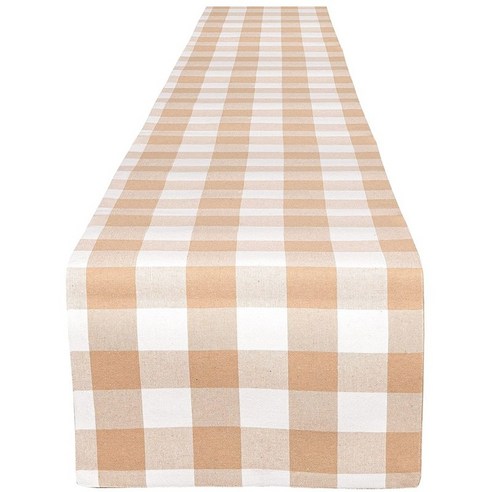 버팔로 체크 테이블 러너 - (14 x 72 인치) 테이블 장식 선물 장식 웨딩 파티 레스토랑에 적합 베이지, 하나, 보여진 바와 같이