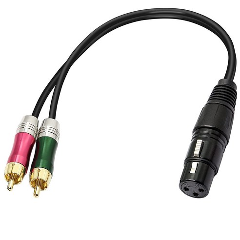 Retemporel 남성 XLR - 2X RCA 연결 케이블 오디오 왼쪽 및 오른쪽 채널 Likonon 0.3 미터, 블랙 & 골드