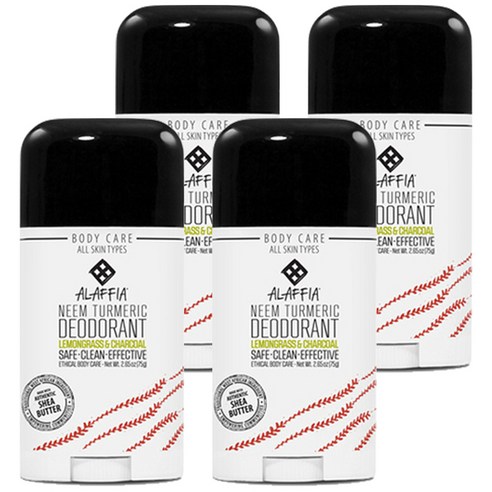 알라피아 님 터메릭 데오도란트 레몬그래스 & 차콜, 75g, 4개