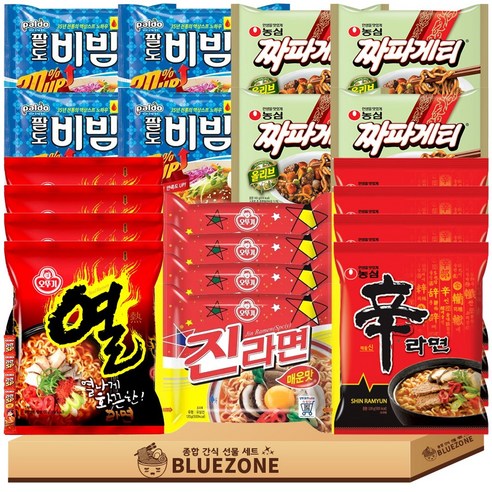 인기 봉지라면 C세트 신라면4 진라면매운맛4 짜파게티4 팔도비빔면4 열라면4 라면스틱4, 1세트