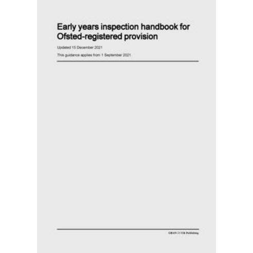 (영문도서) Early Years Inspection Handbook for Ofsted-Registered Provision Paperback, Grangis LLC, English, 9798885590877