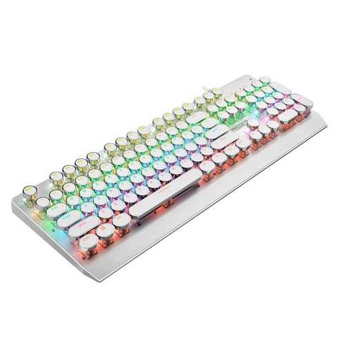 PC용 기계식 게임용 키보드 RGB 백라이트 104 키, {"사이즈":"440x154x34mm"}, {"수건소재":"금속 플라스틱"}, 흰색 원형 키캡