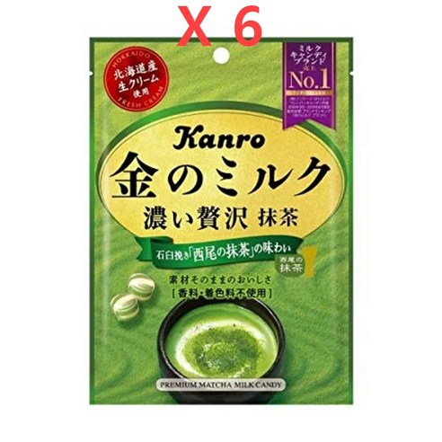 Kanro 칸로 금의 밀크 캔디 녹차맛 사탕 70g x 6봉, 1개