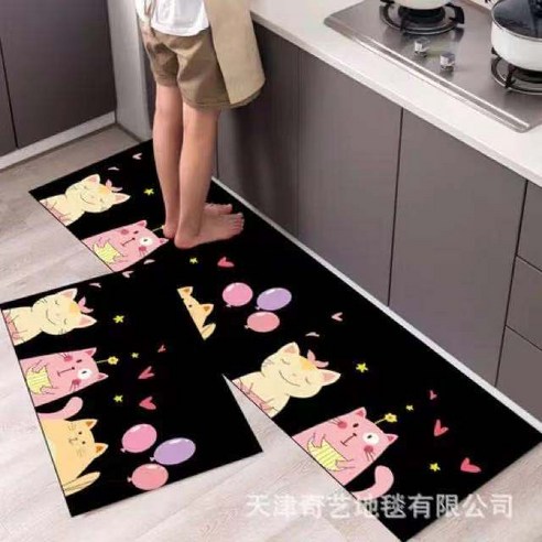 부엌 바닥 깔개 카펫 흡수 흡유 방수 방유 미끄럼 방지 패드 긴 줄 내장 세탁 면제 닦을 수 있다, L13