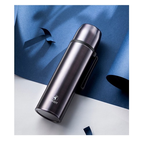 로프 머그잔 간단한 스테인레스 스틸 진공 머그잔, 총 회색, {"사이즈":"350ml"}