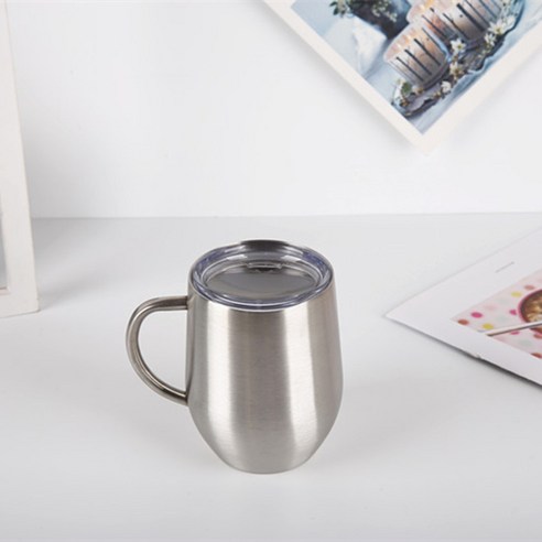 KORELAN 12oz 계란 껍질 컵 진공 보온 계란 컵 스테인리스강 커피 컵 손잡이, 스테인리스강 본색, 101m1-500ml