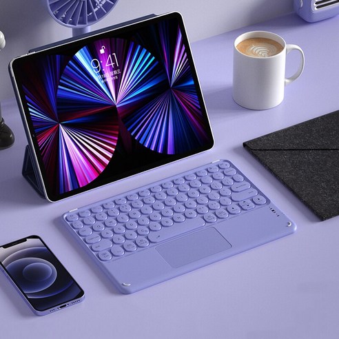 키보드 마우스세트 IPad 무선 블루투스 호환 Teclado iPad Xiaomi 화웨이 태블릿 안드로이드 IOS, PurpleKeyboard, 하나, 하나