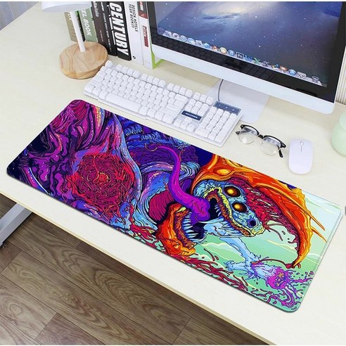 YJQ 80x30cm XL Lockedge 대형 게임용 마우스 패드 컴퓨터 게이머 키보드 마우스 매트 하이퍼 비스트 데스크 마우스 패드 PC 데스크 패드, 300x800x2mm  A