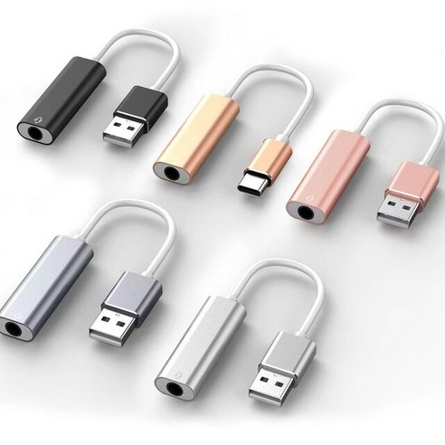 투인원 USB 오디오 컨버터 컨트롤러 헤드폰 및 마이크 사운드 카드 C 타입에서 3.5mm 스테레오 잭 헤드셋, [03] SLIVER, [01] USB to 3.5mm, 1개 블라스터g1