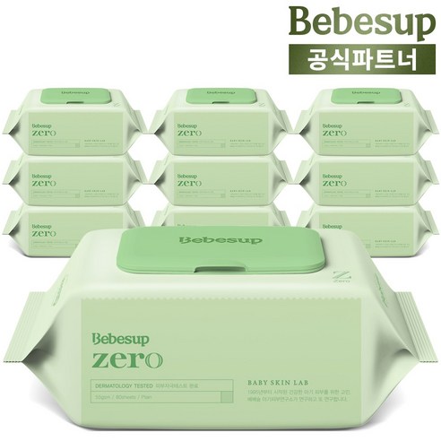 베베숲 저자극 제로 물티슈 캡형 55평량, 55g, 80개입, 10개