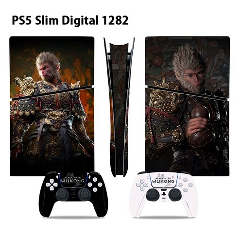 PS5 / PS5 Slim 검은신화 오공 스티커 콘솔 + 컨트롤러 스티커, 3세트, PS5 Slim Digital 1282