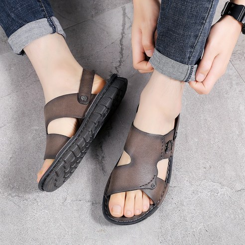 indian 남성 여름 가죽 더블 스트랩 샌들 2279