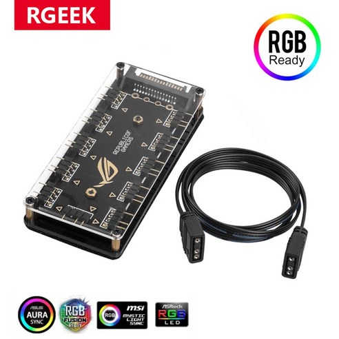 rgb허브 추천제품 GIGABYTE ASUS AURA SYNC MSI ASRock RGB LED용 5V 3핀 RGB 10 허브 분배기 SATA 전원 3핀 ARGB 어댑터 확장 케이블(케이스 포함)