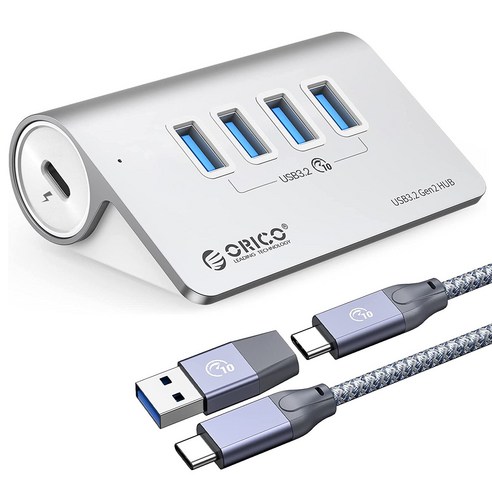 오리코 애플 맥북 프로 USB3.2 Gen2 10Gbps 알루미늄 4/7포트 스탠드형 USB허브, USB*4, C to C&A(0.5m)