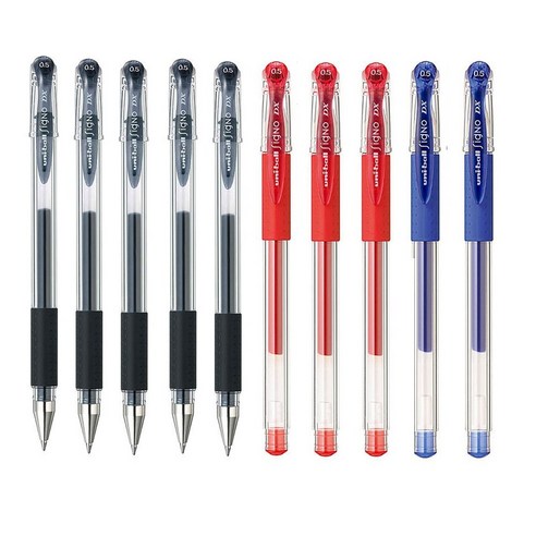 꼬맹이샵 유니 중성펜 시그노 0.5mm UM-151, 블랙5 , 블루2, 레드3, 10개
